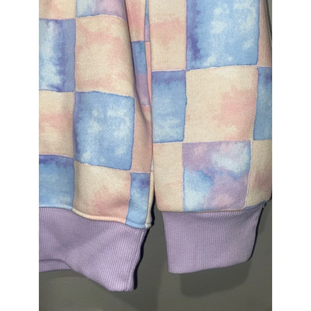 NWT Wild Fable Pink‎ Blue Checkerboard Pattern Sweatshirt, Small - Picture 3 of 5